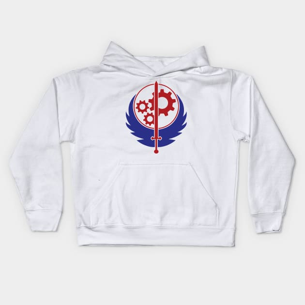 Red White and Blue Brotherhood of Steel Kids Hoodie by zuckening